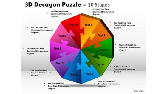 Marketing Diagram 3d Decagon Puzzle Diagram Process 10 Stages Business Diagram