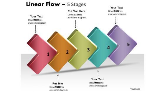 Marketing Diagram 3d Linear Flow 5 Stages Business Framework Model