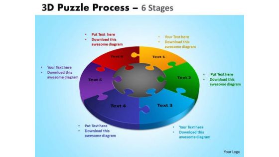 Marketing Diagram 3d Puzzle Process Diagram 6 Stages Business Cycle Diagram