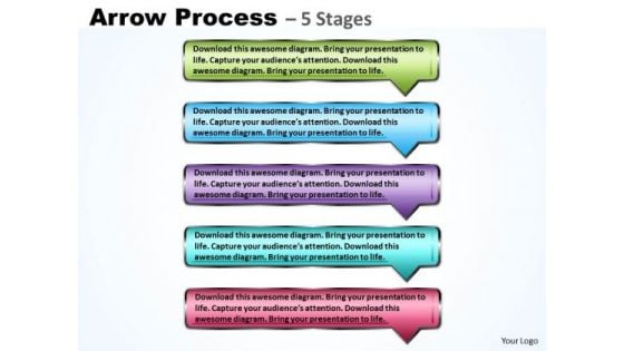 Marketing Diagram Arrow Boxes 5 Steps Sales Diagram