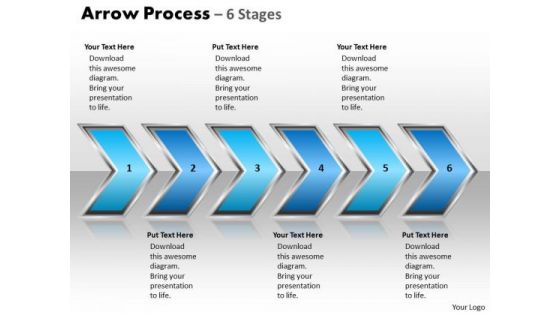 Marketing Diagram Arrow Process 6 Stages Style 2 Business Finance Strategy Development