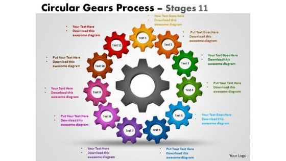 Marketing Diagram Circular Gears Process Stages 11 Consulting Diagram