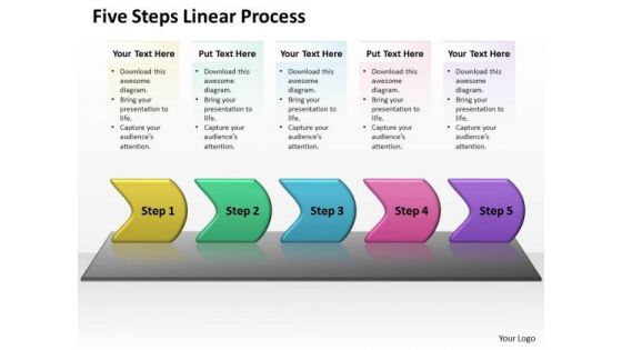 Marketing Diagram Five Steps Linear Process Business Finance Strategy Development