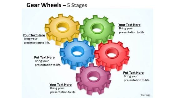 Marketing Diagram Gear Wheel 5 Stages Business Finance Strategy Development