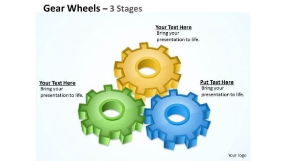 Marketing Diagram Gear Wheels 3 Stages Business Framework Model