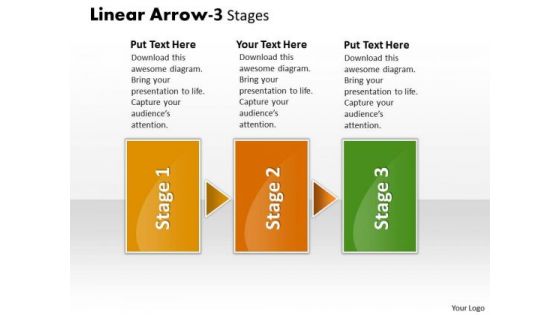 Marketing Diagram Linear Arrow 3 Stages Business Cycle Diagram