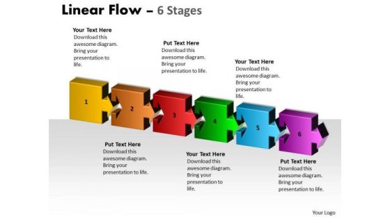 Marketing Diagram Linear Flow 6 Stages Consulting Diagram