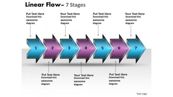 Marketing Diagram Linear Flow Arrow 7 Stages Sales Diagram