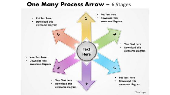 Marketing Diagram One Many Process Arrow 6 Stages Business Framework Model