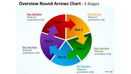 Marketing Diagram Overview Round Diagram Colorful Arrows Chart 5 Stages Consulting Diagram