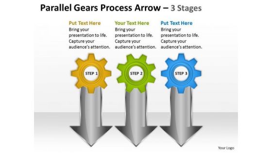 Marketing Diagram Parallel Gears Process Arrow 3 Stages Consulting Diagram