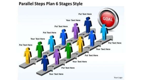 Marketing Diagram Parallel Steps Plan 6 Stages Style Business Diagram