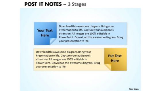 Marketing Diagram Post It Notes 2 Stages Strategic Management