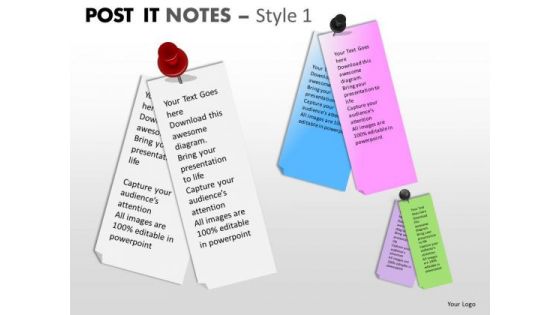 Marketing Diagram Post It Notes Style Business Framework Model