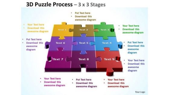 Marketing Diagram Strategy Diagram 3d Puzzle Process 3 X 3 Stages Mba Models And Frameworks