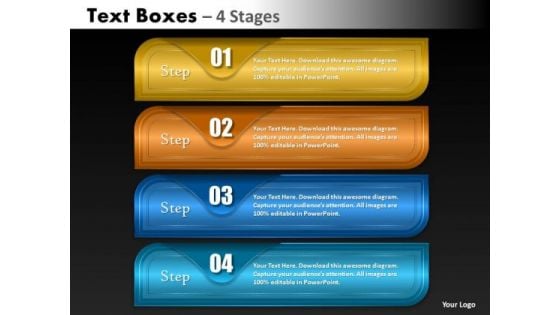 Marketing Diagram Textboxes 4 Stages Strategy Diagram