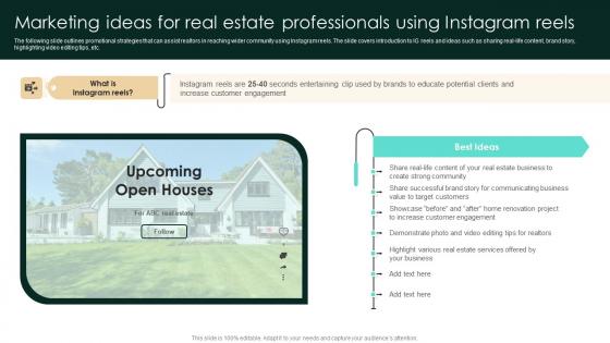 Marketing Ideas For Real Estate Professionals Using Instagram Reels Strategic Real Estate Formats Pdf