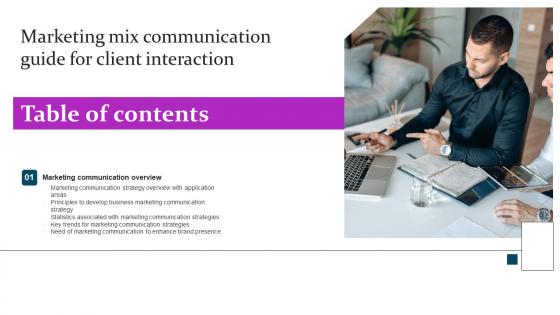 Marketing Mix Communication Guide For Client Interaction Table Of Contents Structure Pdf