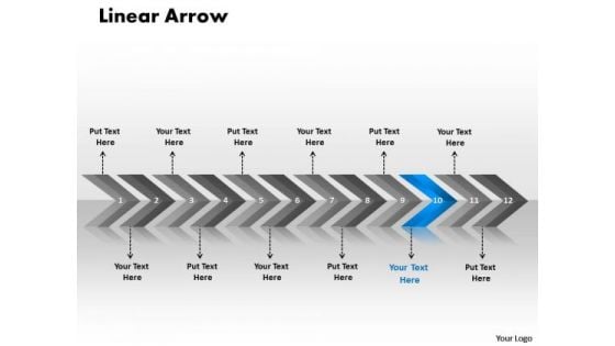 Marketing PowerPoint Template Linear Arrows 12 Stages Time Management Business Design