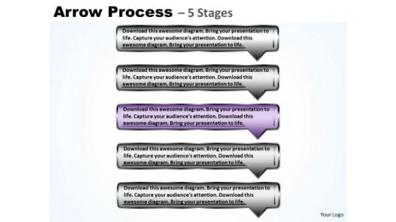 Marketing PowerPoint Template Sequential Process Using Rectangular Arrows Graphic