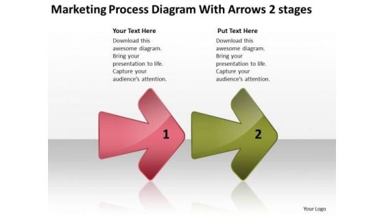 Marketing Process Diagram With Arrows 2 Stages Strategic Planning Flow Chart PowerPoint Templates