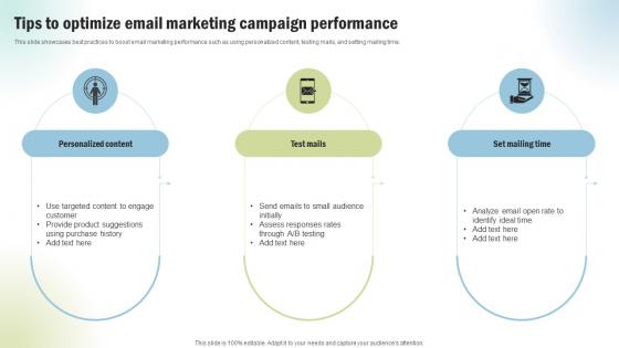 Marketing Project Performance Benchmarking Tips To Optimize Email Marketing CRP SS V