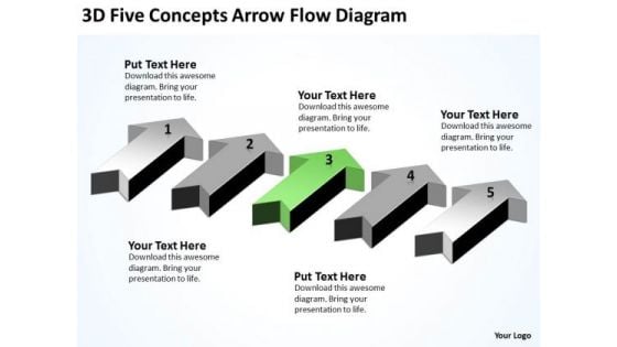 Massively Parallel Processor 3d Five Concepts Arrow Flow Diagram PowerPoint Templates