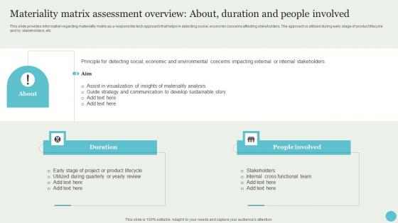 Materiality Matrix Assessment Overview About Duration Crafting A Sustainable Company Themes Pdf