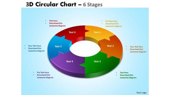 Mba Models And Frameworks 3d Circular Chart 6 Stages Business Diagram