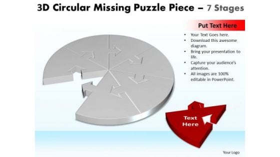 Mba Models And Frameworks 3d Circular Missing Puzzle Piece 7 Stages Business Diagram