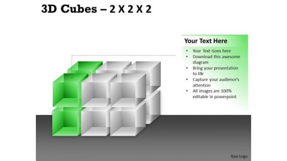 Mba Models And Frameworks 3d Cubes 2x2x3 Business Cycle Diagram