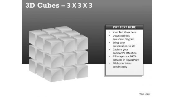 Mba Models And Frameworks 3d Cubes 3x3x3 Sales Diagram