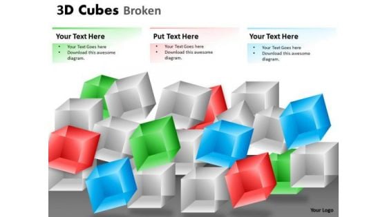 Mba Models And Frameworks 3d Cubes Broken Style Business Diagram