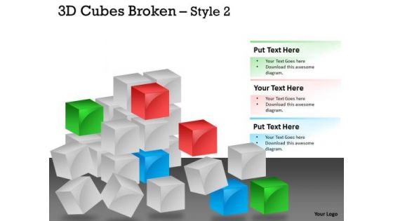 Mba Models And Frameworks 3d Cubes Broken Style Strategy Diagram