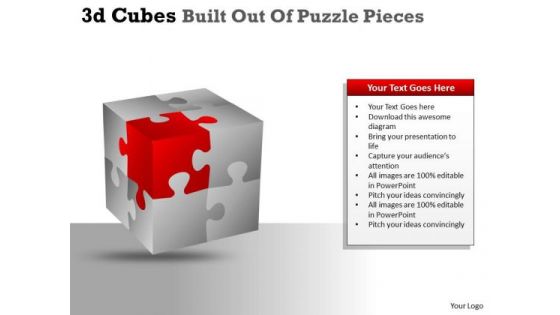 Mba Models And Frameworks 3d Cubes Built Out Of Puzzle Pieces Marketing Diagram