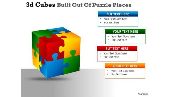 Mba Models And Frameworks 3d Cubes Built Out Of Puzzle Pieces Sales Diagram