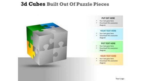 Mba Models And Frameworks 3d Cubes Built Out Of Puzzle Pieces Strategic Management