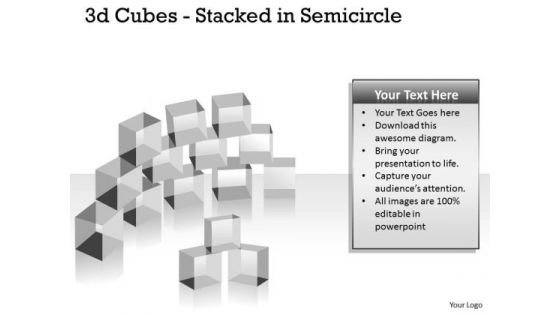 Mba Models And Frameworks 3d Cubes Stacked In Semicircle Business Diagram