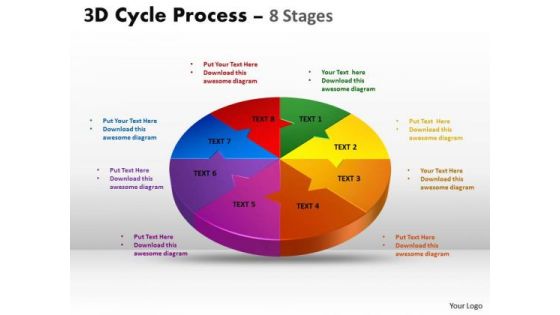 Mba Models And Frameworks 3d Cycle Process Flow Chart 8 Stages Style Business Diagram