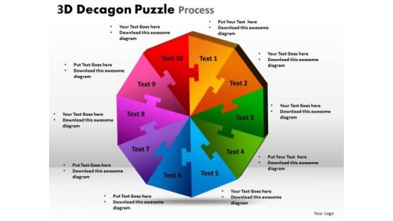 Mba Models And Frameworks 3d Decagon Puzzle Process Strategy Diagram