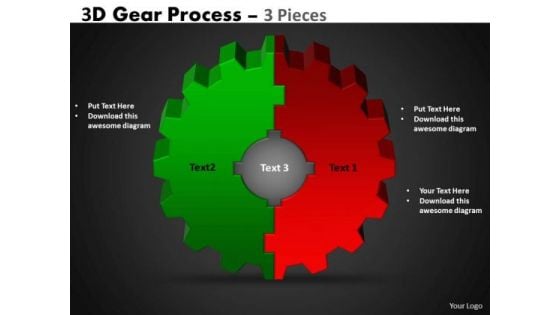 Mba Models And Frameworks 3d Gear Process 3 Pieces Strategy Diagram