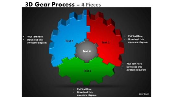 Mba Models And Frameworks 3d Gear Process 4 Pieces Sales Diagram