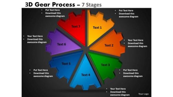 Mba Models And Frameworks 3d Gear Process 7 Strategy Diagram