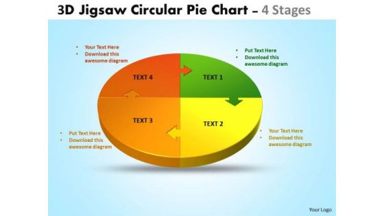 Mba Models And Frameworks 3d Jigsaw Circular Pie Chart 4 Stages Consulting Diagram