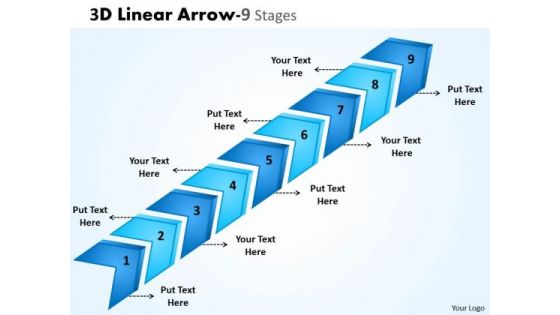 Mba Models And Frameworks 3d Linear Arrow 9 Stages Strategy Diagram