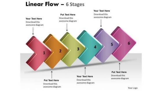 Mba Models And Frameworks 3d Linear Flow 6 Stages Business Diagram