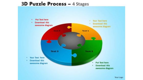 Mba Models And Frameworks 3d Puzzle4 Stages Strategy Diagram