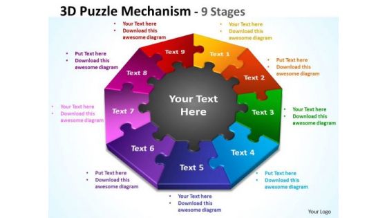 Mba Models And Frameworks 3d Puzzle Diagram Mechanism 9 Stages Marketing Diagram