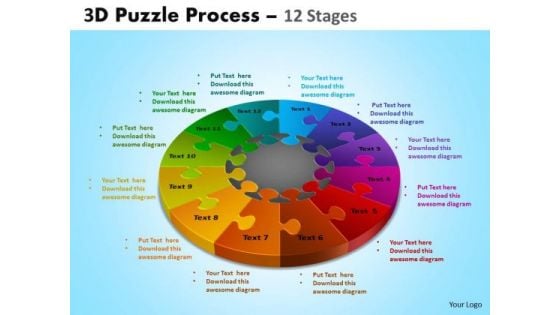 Mba Models And Frameworks 3d Puzzle Process Diagram 12 Stages Business Diagram