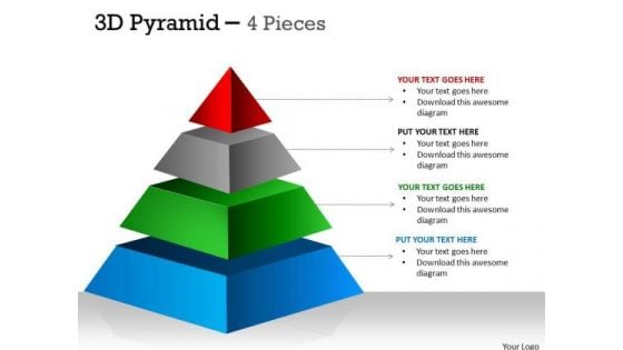 Mba Models And Frameworks 4 Staged 3d Pyramid For Process Flow Business Diagram